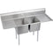 Elkay 2C18X24-2-18X Standard Scullery Sink, 2-Compartment 12" Deep Bowl(s), 18" Left & Right Drainboards, 74 (L) X 29.75 (W) X 46.75 (H) Over All