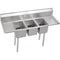 Elkay 3C10X14-2-12X Standard Scullery Sink, 3-Compartment 12" Deep Bowl(s), 12" Left & Right Drainboards, 58 (L) X 19.75 (W) X 45.75 (H) Over All