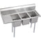Elkay 3C10X14-L-12X Standard Scullery Sink, 3-Compartment 12" Deep Bowl(s), 12" Left Drainboard, 48.5 (L) X 19.75 (W) X 45.75 (H) Over All