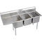 Elkay 3C18X24-L-18X Standard Scullery Sink, 3-Compartment 12" Deep Bowl(s), 18" Left Drainboard, 78.5 (L) X 29.75 (W) X 46.75 (H) Over All