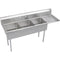 Elkay S3C18X18-R-18X Super Economy Scullery Sink, 3-Compartment 14" Deep Bowl(s), 18" Right Drainboard, 74.5 (L) X 23.75 (W) X 45.75 (H) Over All