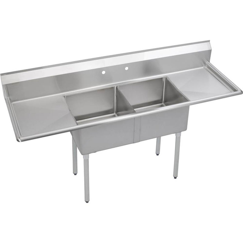 Elkay SE2C18X18-2-18X Super Economy Scullery Sink, 2-Compartment 11" Deep Bowl(s), 18" Left & Right Drainboards, 75 (L) X 56.5 (W) X 46 (H) Over All