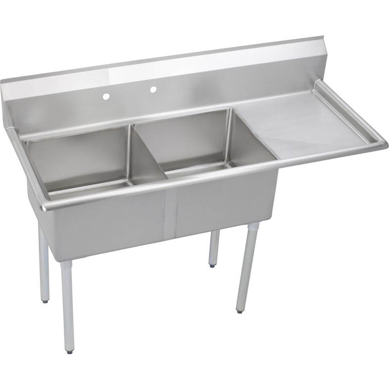 Elkay SE2C18X18-R-18X Super Economy Scullery Sink, 2-Compartment 11" Deep Bowl(s), 18" Right Drainboard, 67 (L) X 72 (W) X 46 (H) Over All
