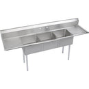 Elkay SE3C24X24-2-24X Super Economy Scullery Sink, 3-Compartment 11" Deep Bowl(s), 24" Left & Right Drainboards, 149 (L) X 120 (W) X 46 (H) Over All