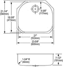 Elkay ELUH2118 18 Gauge Stainless Steel 23.625' x 21.25' x 7.5' Single Bowl Undermount Kitchen Sink