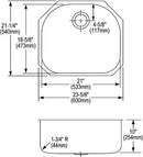 Elkay ELUH211810 18 Gauge Stainless Steel 23.625' x 21.25' x 10' Single Bowl Undermount Kitchen Sink