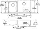 Elkay ELUH3520L 18 Gauge Stainless Steel 35.25' x 20.5' x 9.875' Double Bowl Undermount Kitchen Sink