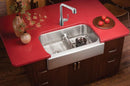 Elkay EAQDUHF3523R 18 Gauge Stainless Steel 34.605' x 23.085' x 8.75' Double Bowl Farmhouse Undermount Kitchen Sink