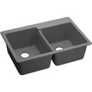 Elkay ELG250RGS0 Elkay Quartz Classic 33' x 22' x 9-1/2' Double Bowl Top Mount Sink, Greystone