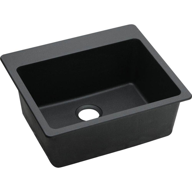 Elkay ELG2522BK0 Elkay Quartz Classic 25' x 22' x 9-1/2' Single Bowl Top Mount Sink, Black