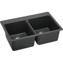 Elkay ELG3322BK0 Elkay Quartz Classic 33' x 22' x 9-1/2' Double Bowl Top Mount Sink, Black