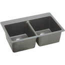Elkay ELG3322GS0 Elkay Quartz Classic 33' x 22' x 9-1/2' Double Bowl Top Mount Sink, Greystone