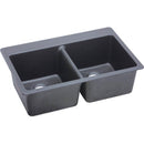 Elkay ELG3322GY0 Elkay Quartz Classic 33' x 22' x 9-1/2' Double Bowl Top Mount Sink, Dusk Gray