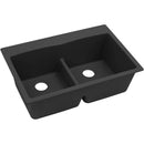 Elkay ELGDLB3322BK0 Elkay Quartz Classic 33' x 22' x 10' Double Bowl Top Mount Sink with Aqua Divide