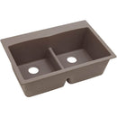 Elkay ELGDLB3322GR0 Elkay Quartz Classic 33' x 22' x 10' Double Bowl Top Mount Sink with Aqua Divide, Greige
