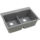 Elkay ELGDLB3322GS0 Elkay Quartz Classic 33' x 22' x 10' Double Bowl Top Mount Sink with Aqua Divide, Greystone