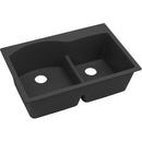 Elkay ELGH3322RBK0 Elkay Quartz Classic 33' x 22' x 10' Double Bowl Top Mount Sink with Aqua Divide
