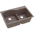 Elkay ELGH3322RGR0 Elkay Quartz Classic 33' x 22' x 10' Double Bowl Top Mount Sink with Aqua Divide, Greige