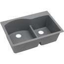 Elkay ELGH3322RGS0 Elkay Quartz Classic 33' x 22' x 10' Double Bowl Top Mount Sink with Aqua Divide, Greystone