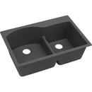 Elkay ELGH3322RGY0 Elkay Quartz Classic 33' x 22' x 10' Double Bowl Top Mount Sink with Aqua Divide