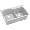 Elkay ELGH3322RWH0 Elkay Quartz Classic 33' x 22' x 10' Double Bowl Top Mount Sink with Aqua Divide, White