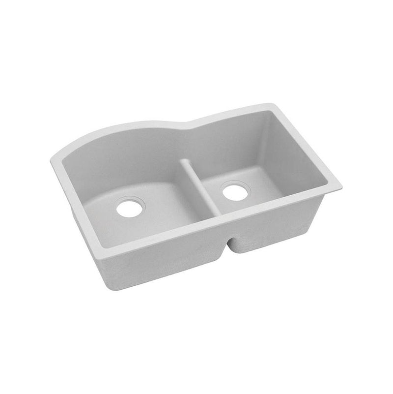 Elkay ELGHU3322RWH0 Elkay Quartz Classic 33' x 22' x 10' Double Bowl Undermount Sink with Aqua Divide, White