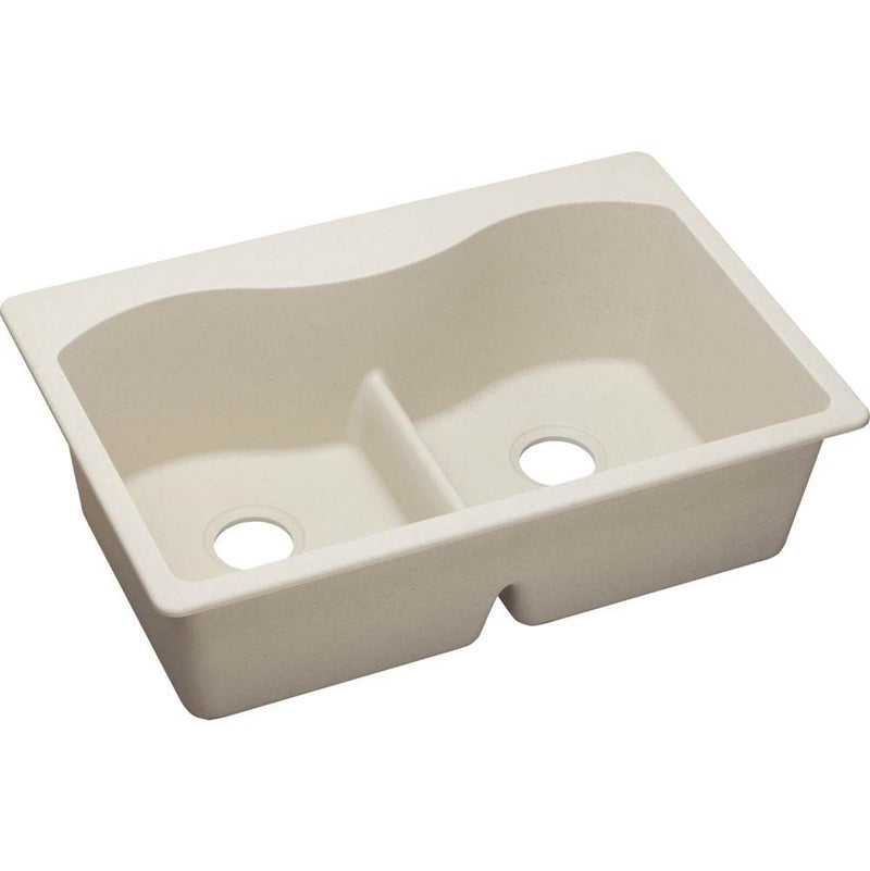 Elkay ELGLB3322BQ0 Elkay Quartz Classic 33' x 22' x 9-1/2' Double Bowl Top Mount Sink with Aqua Divide, Bisque