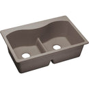 Elkay ELGLB3322GR0 Elkay Quartz Classic 33' x 22' x 9-1/2' Double Bowl Top Mount Sink with Aqua Divide, Greige
