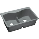 Elkay ELGLB3322GS0 Elkay Quartz Classic 33' x 22' x 9-1/2' Double Bowl Top Mount Sink with Aqua Divide, Greystone