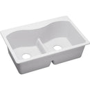 Elkay ELGLB3322WH0 Elkay Quartz Classic 33' x 22' x 9-1/2' Double Bowl Top Mount Sink with Aqua Divide, White