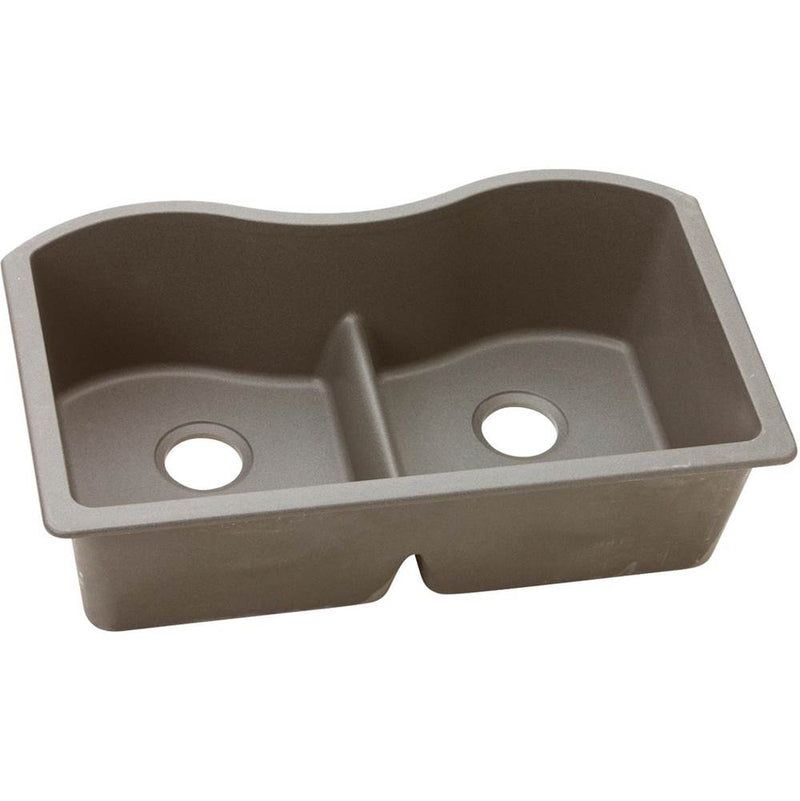 Elkay ELGULB3322GR0 Elkay Quartz Classic 33' x 20' x 9-1/2' Double Bowl Undermount Sink with Aqua Divide, Greige