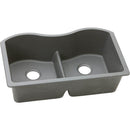 Elkay ELGULB3322GS0 Elkay Quartz Classic 33' x 20' x 9-1/2' Double Bowl Undermount Sink with Aqua Divide, Greystone