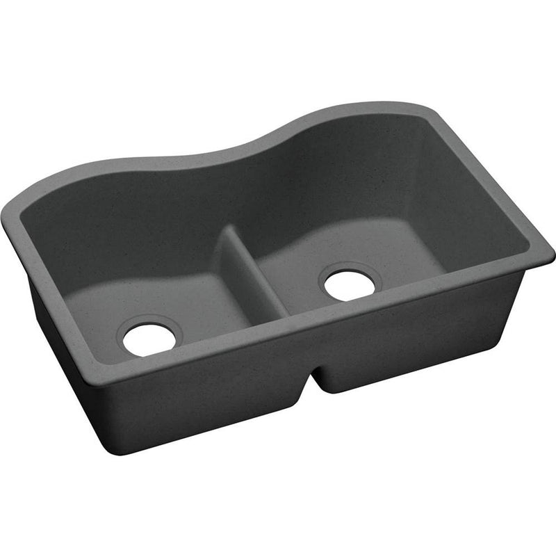 Elkay ELGULB3322GY0 Elkay Quartz Classic 33' x 20' x 9-1/2' Double Bowl Undermount Sink with Aqua Divide, Dusk Gray