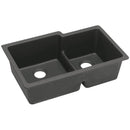 Elkay ELGULBO3322BK0 Elkay Quartz Classic 33' x 20-1/2' x 9-1/2' Double Bowl Undermount Sink with Aqua Divide, Black