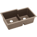Elkay ELGULBO3322GR0 Elkay Quartz Classic 33' x 20-1/2' x 9-1/2' Double Bowl Undermount Sink with Aqua Divide, Greige