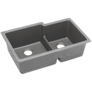 Elkay ELGULBO3322GS0 Elkay Quartz Classic 33' x 20-1/2' x 9-1/2' Double Bowl Undermount Sink with Aqua Divide, Greystone