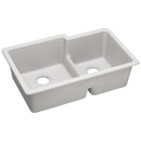 Elkay ELGULBO3322WH0 Elkay Quartz Classic 33' x 20-1/2' x 9-1/2' Double Bowl Undermount Sink with Aqua Divide, White