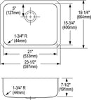 Elkay ELUH2115 18 Gauge Stainless Steel 23.5' x 18.25' x 7.5' Single Bowl Undermount Kitchen Sink