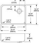 Elkay ELUH2317R 18 Gauge Stainless Steel 25.5' x 19.25' x 8' Single Bowl Undermount Kitchen Sink