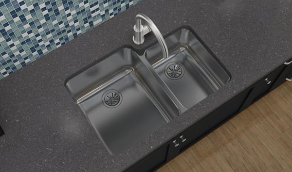 Elkay ELUH3121R 18 Gauge Stainless Steel 30.75' x 21' x 9.875' Double Bowl Undermount Kitchen Sink