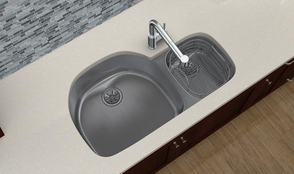 Elkay ELUH3621R 18 Gauge Stainless Steel 36.25' x 21.125' x 7.5' Double Bowl Undermount Kitchen Sink