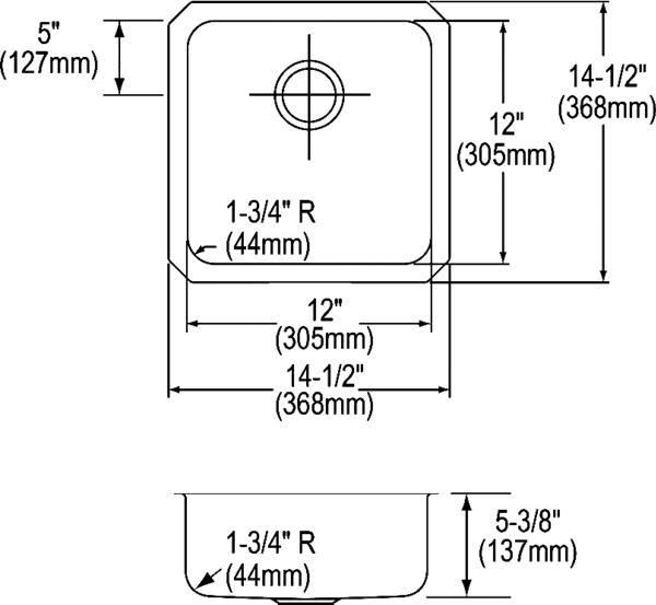 Elkay ELUHAD121255 18 Gauge Stainless Steel 14.5' x 14.5' x 5.375' Single Bowl Undermount Kitchen Sink