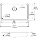 Elkay ELUHAD281645 18 Gauge Stainless Steel 30.5' x 18.5' x 4.375' Single Bowl Undermount Kitchen Sink
