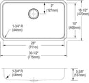 Elkay ELUHAD281655 18 Gauge Stainless Steel 30.5' x 18.5' x 5.375' Single Bowl Undermount Kitchen Sink