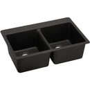 Elkay ELX3322CA0 Elkay Quartz Luxe 33' x 22' x 9-1/2' Double Bowl Top Mount Sink, Caviar