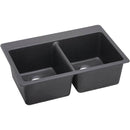 Elkay ELX3322CH0 Elkay Quartz Luxe 33' x 22' x 9-1/2' Double Bowl Top Mount Sink, Charcoal