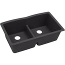 Elkay ELXDULB3322CA0 Elkay Quartz Luxe 33' x 19' x 10' Double Bowl Undermount Sink with Aqua Divide, Caviar