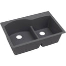 Elkay ELXH3322RCH0 Elkay Quartz Luxe 33' x 22' x 10' Double Bowl Top Mount Sink with Aqua Divide, Charcoal