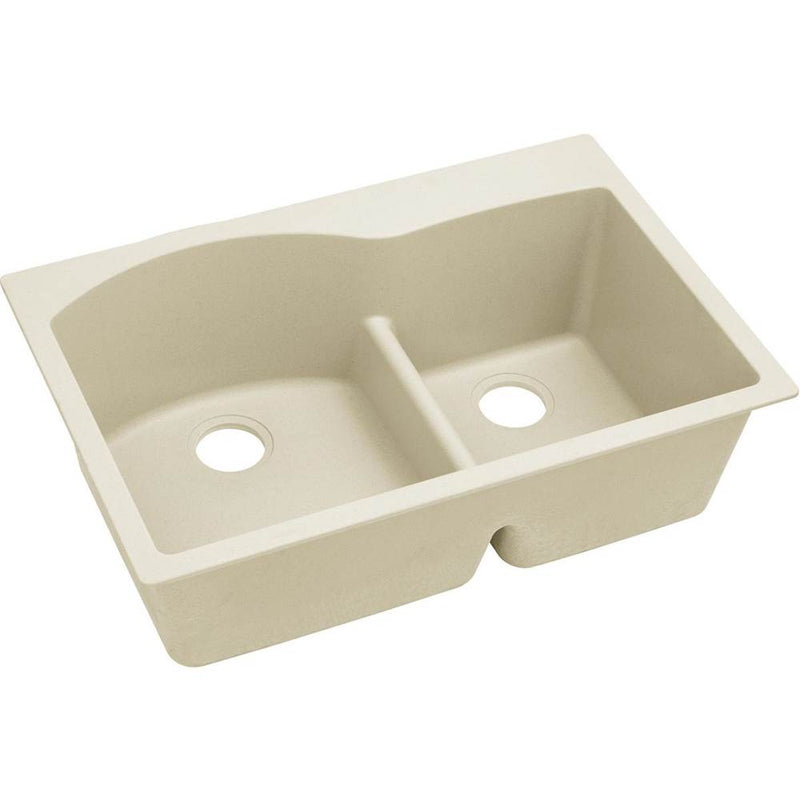 Elkay ELXH3322RPA0 Elkay Quartz Luxe 33' x 22' x 10' Double Bowl Top Mount Sink with Aqua Divide, Parchment