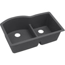 Elkay ELXHU3322RCH0 Elkay Quartz Luxe 33' x 22' x 10' Double Bowl Undermount Sink with Aqua Divide, Charcoal